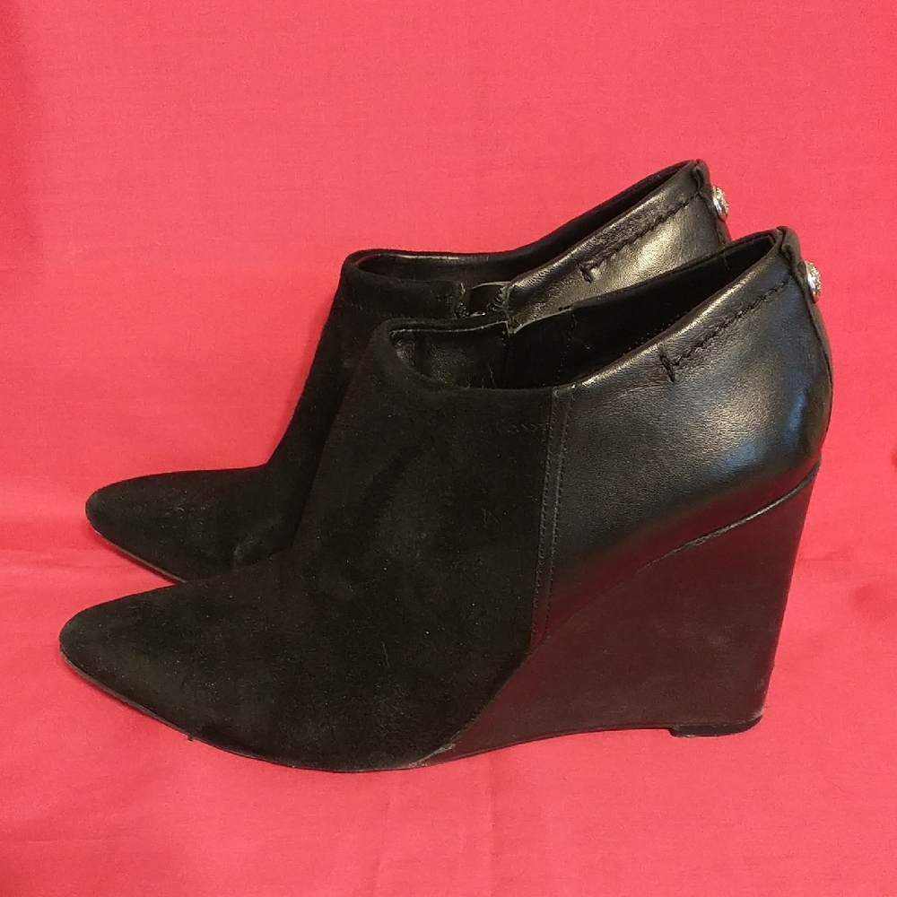Vince Camuto Leather and Suede Wedge Shooties